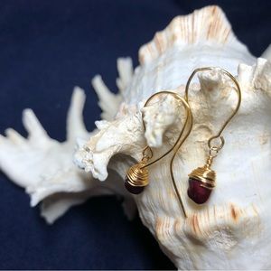Handcrafted Gold finish, sterling silver pearl wire, wrapped earrings